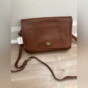 NWT Vintage Coach Crossbody Leather Bag - Ridgefield Flap in Brown